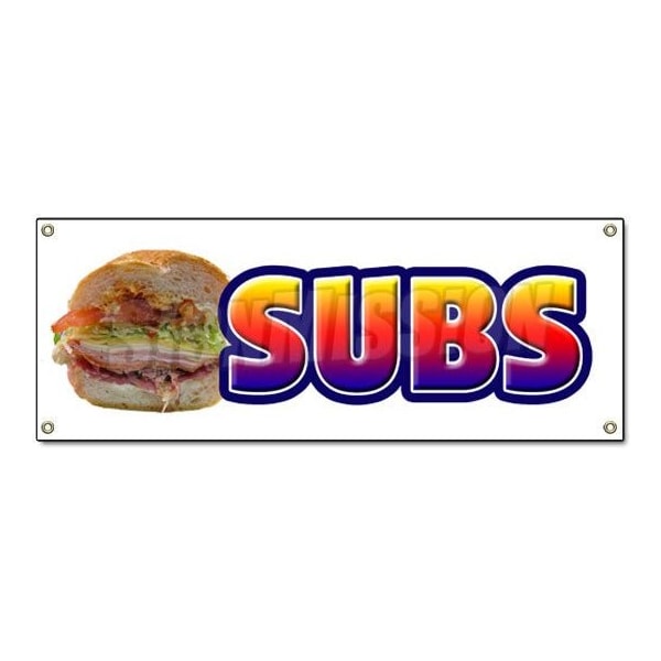 SUBS BANNER SIGN submarine hero hoagie shop signs sandwich lunch dinner sub